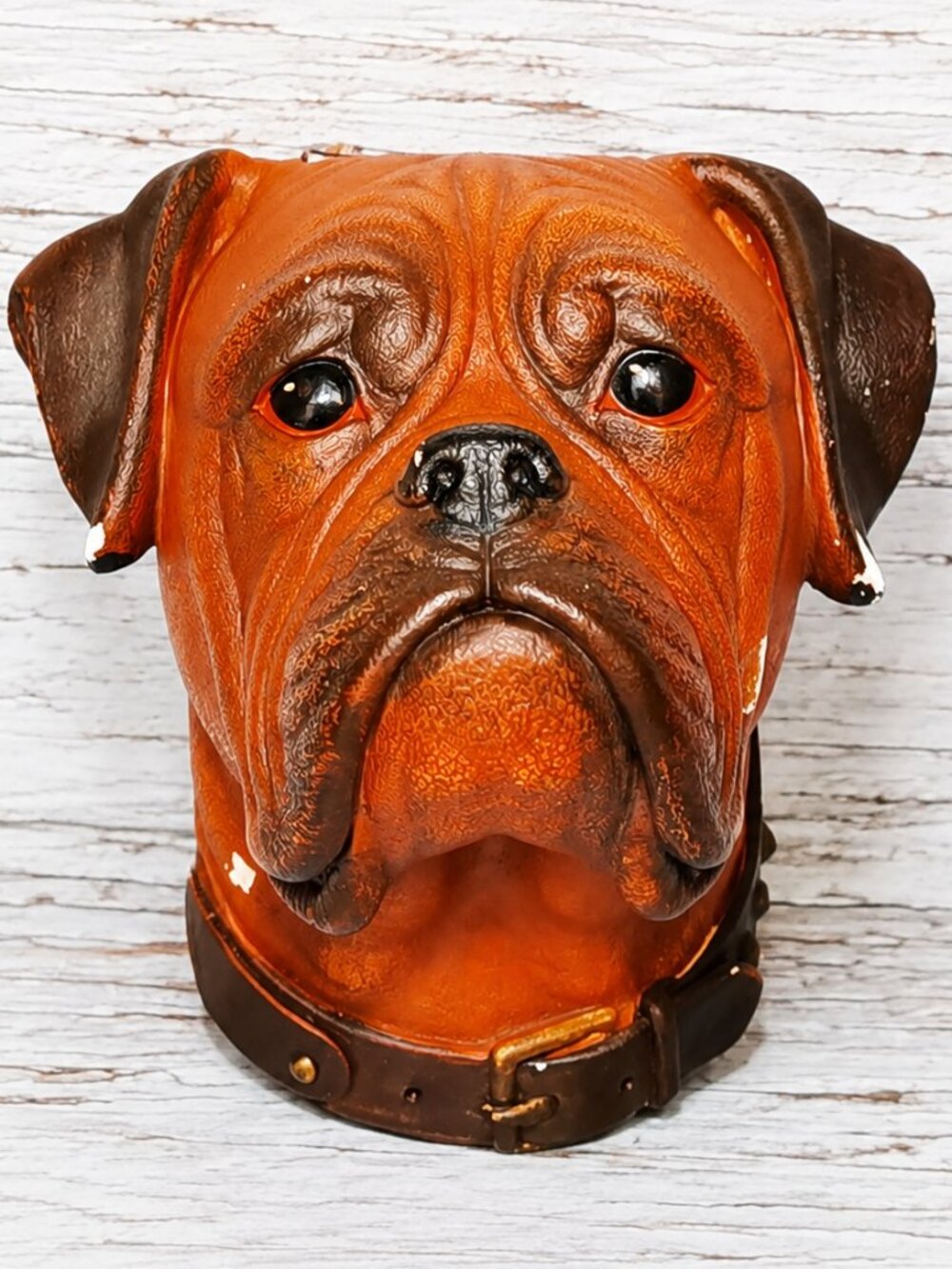 Vintage 1968 Bossons Boxer Head, Bossons Dog Head Chalkware Wall Plaque, Decor